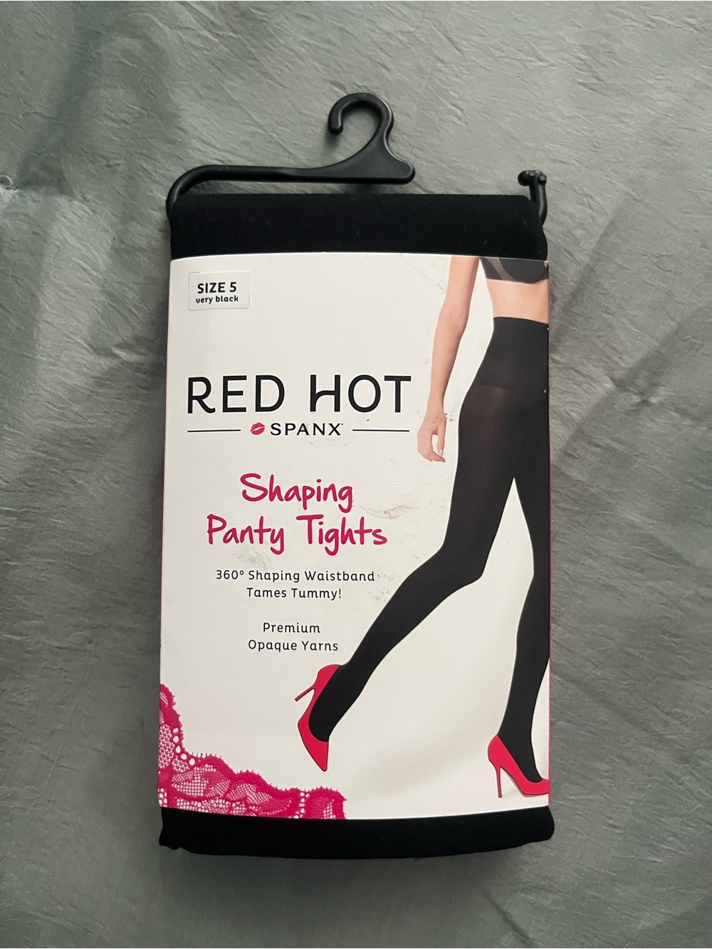 SPANX Red Hot Shaping Panty Tights Very Black Size 5 New 5'1"-6' 195-265 lbs.